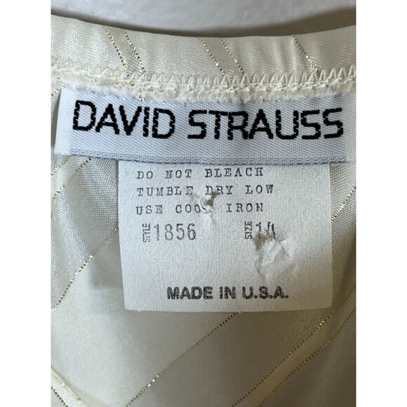David Strauss Metallic Tank Top 14 Cream Glam Shimmery Disco 80s Shiny Retro - Picture 2 of 10